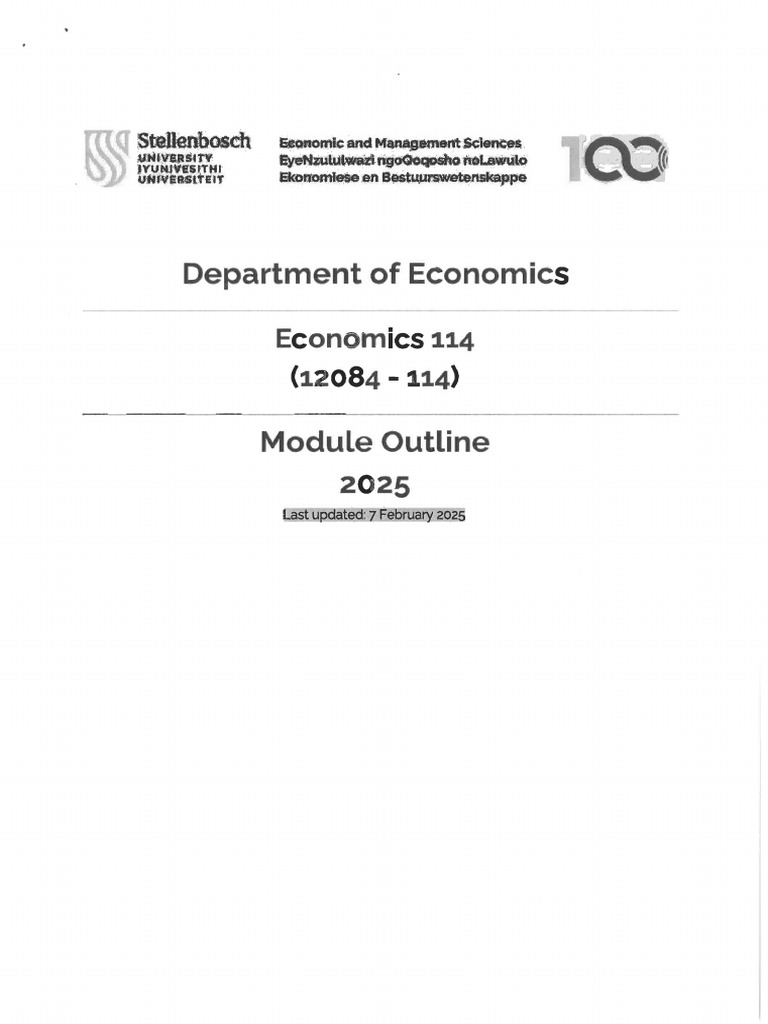 Economics 114 Module Outline | PDF