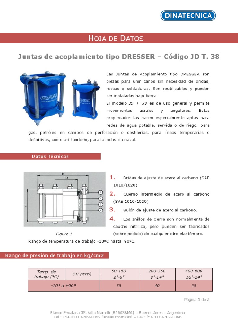 Junta Dresser PDF Tubería (transporte de fluidos) Ingeniería mecánica