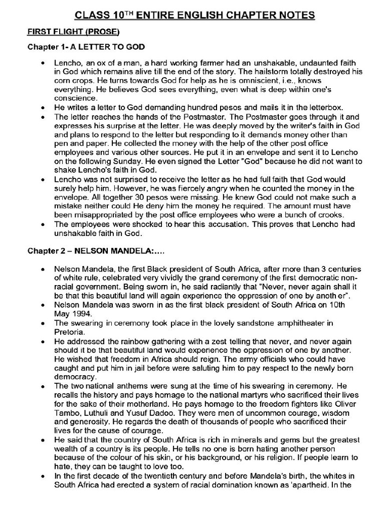English All Texts Short Notes | PDF