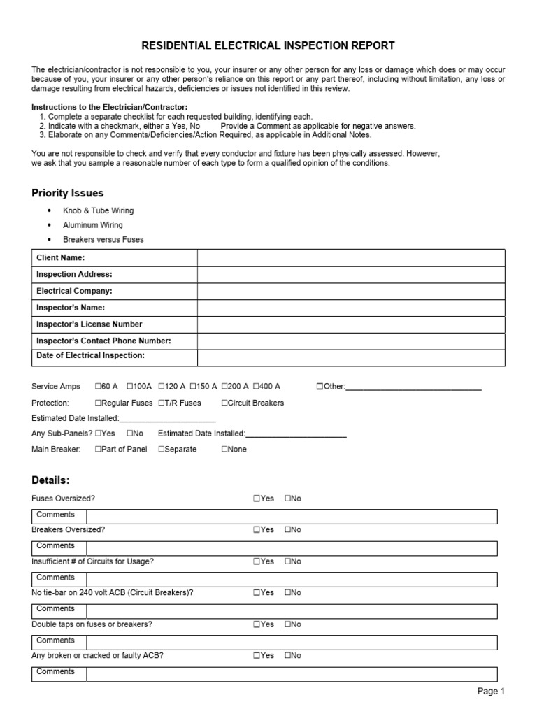 5 Residential Electrical Inspection Report | PDF | Electrical Wiring ...