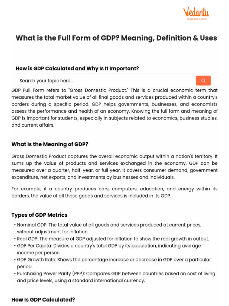 What is the Full Form of GDP_ Meaning, Definition & Uses | PDF