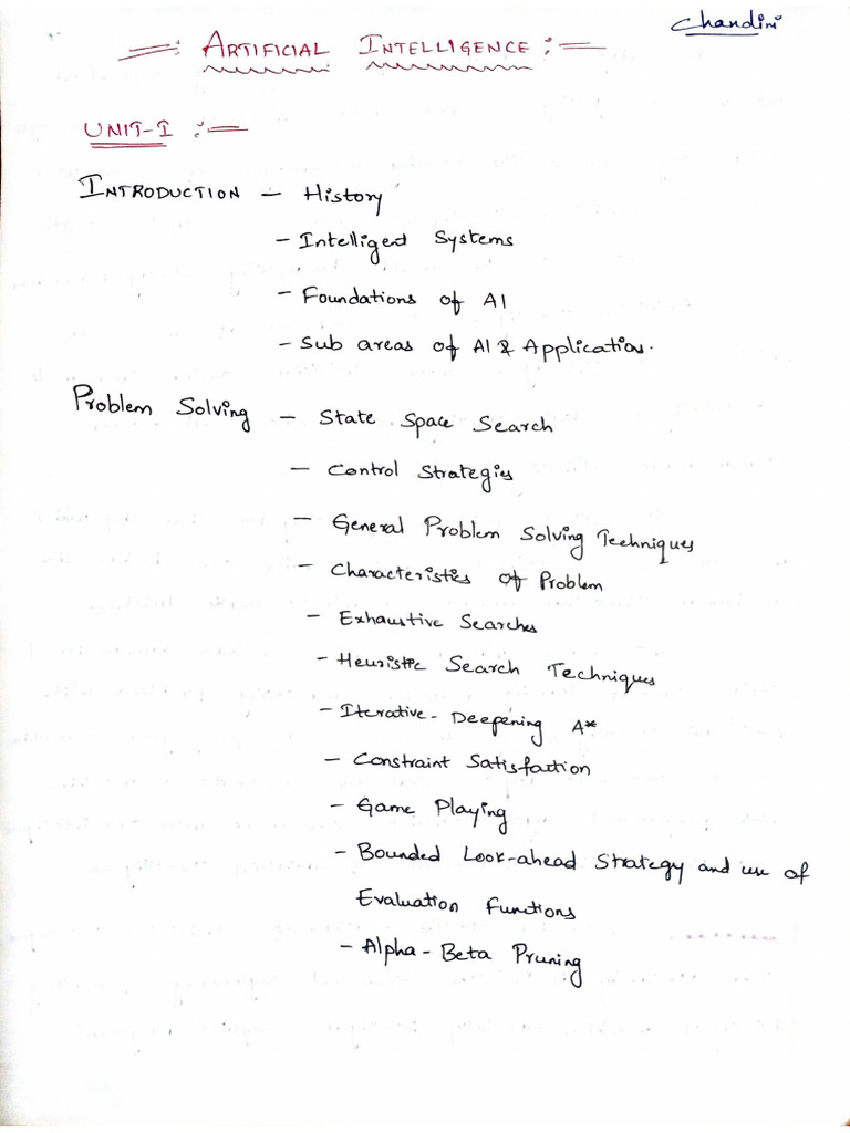 AI UNIT I Introduction | PDF