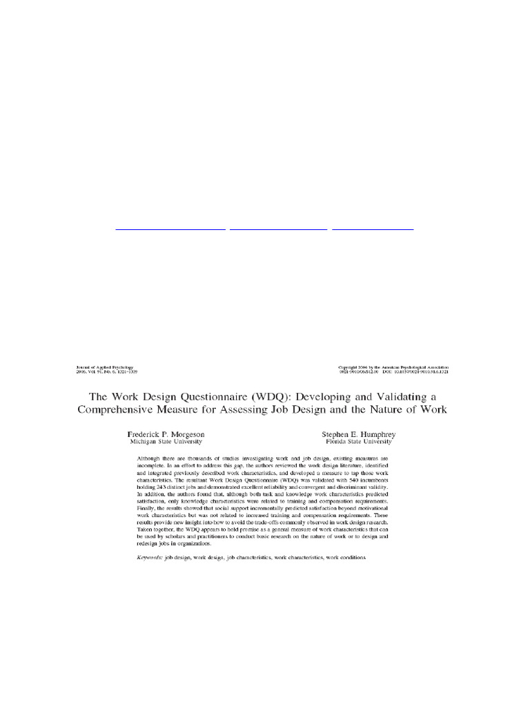 Work Design Questionnaire - WDQ FR | PDF