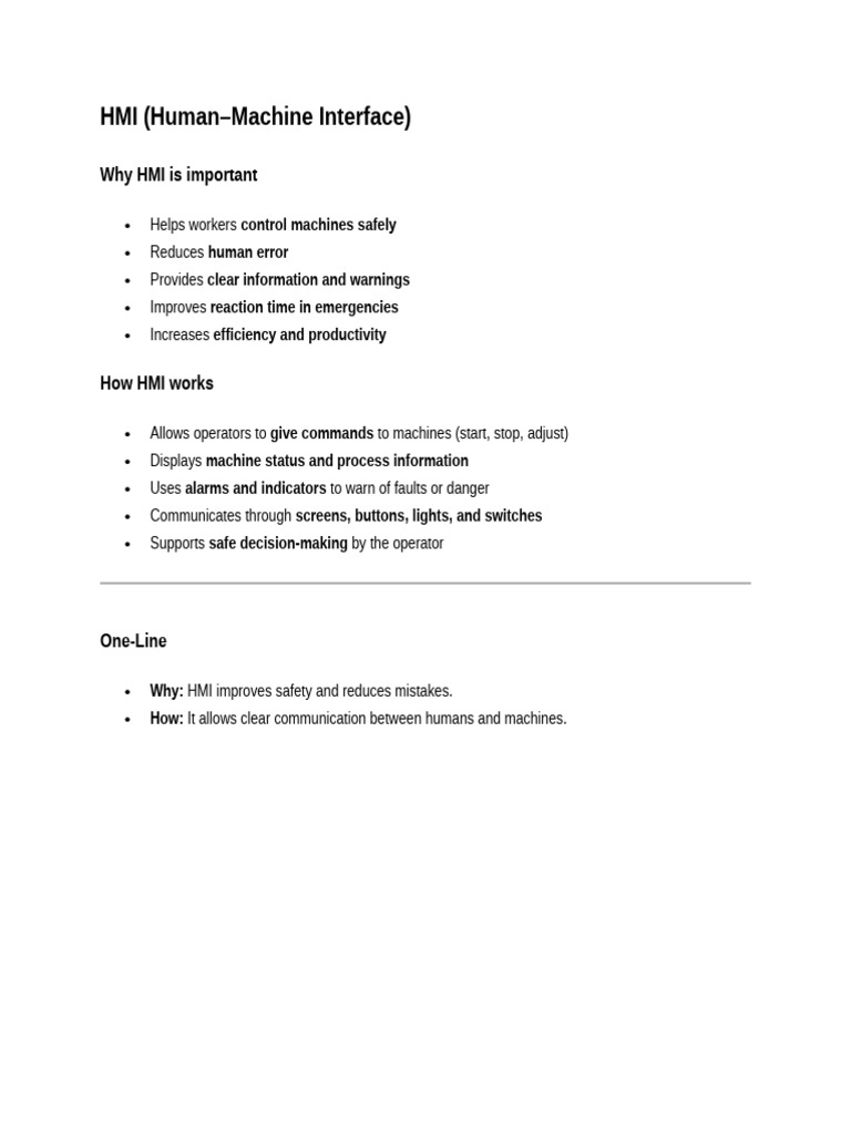 HMI (Human-Machine Interface) : Why HMI Is Important | PDF