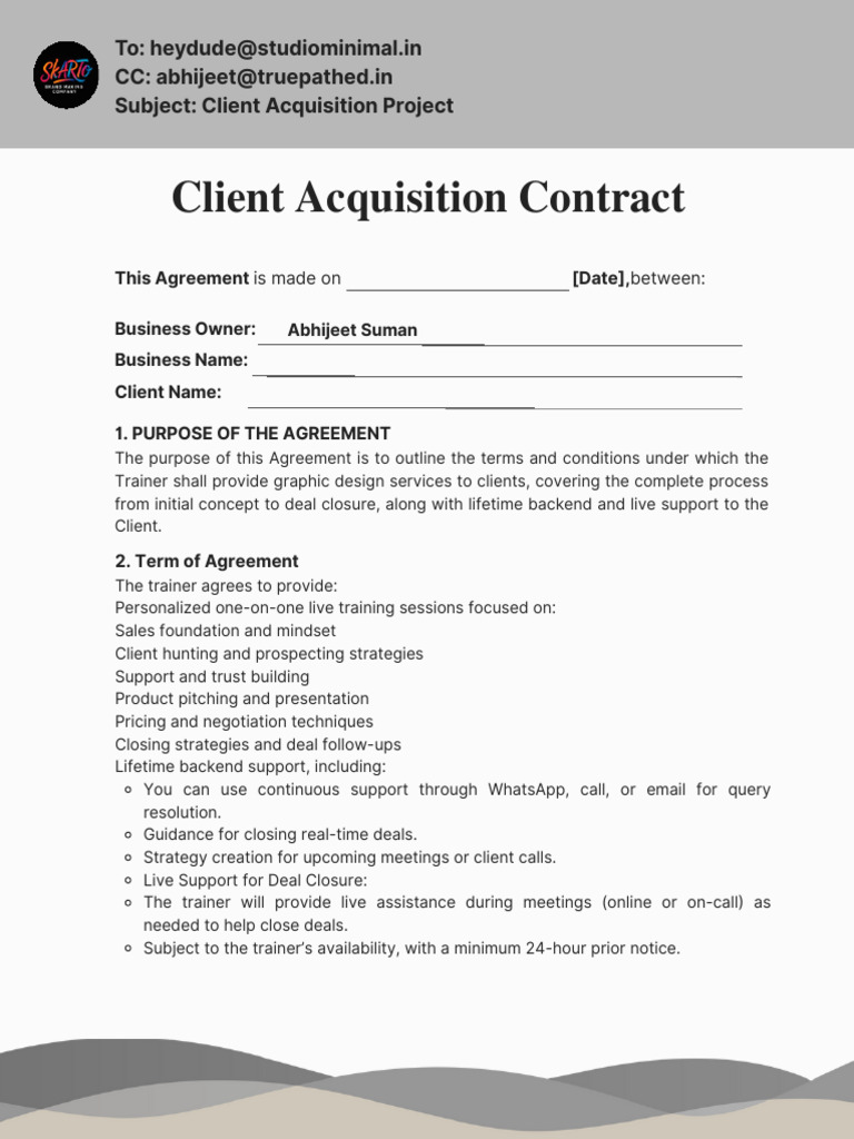 Client Acquisition Contract | PDF | Business
