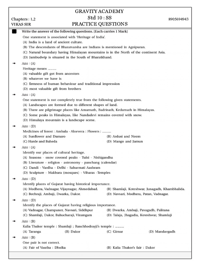 Ss CH 1,2 MCQ & Define | PDF