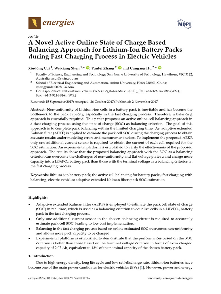 A Novel Active Online State of Charge Based Balancing Approach for ...