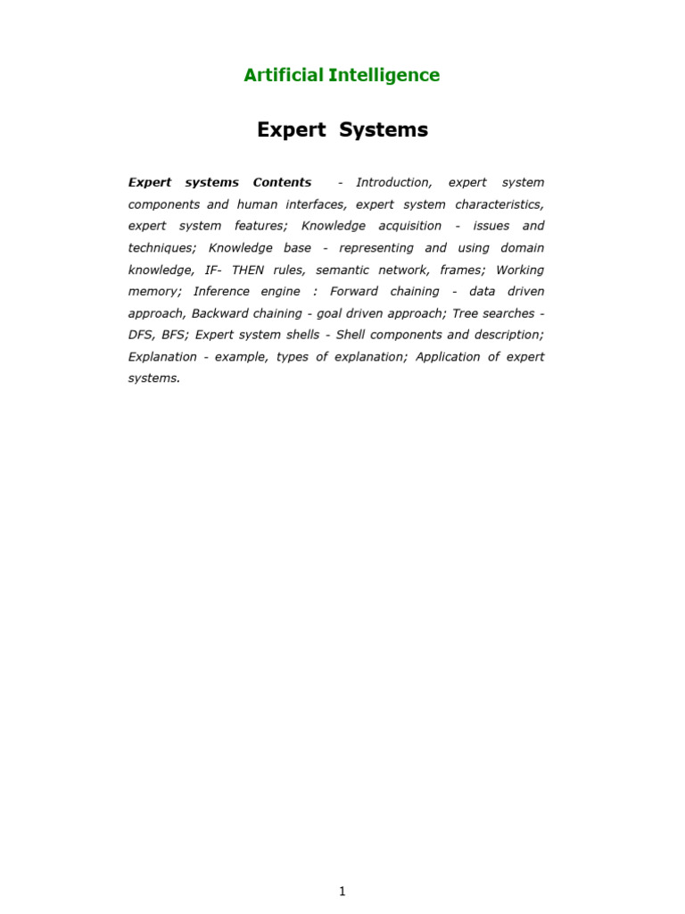 Lecture 3-Expert Systems | PDF | Expert | Cognitive Science