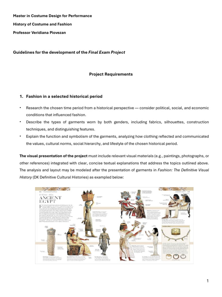 History of Costume and Fashion - Guidelines | PDF | Fashion | Clothing