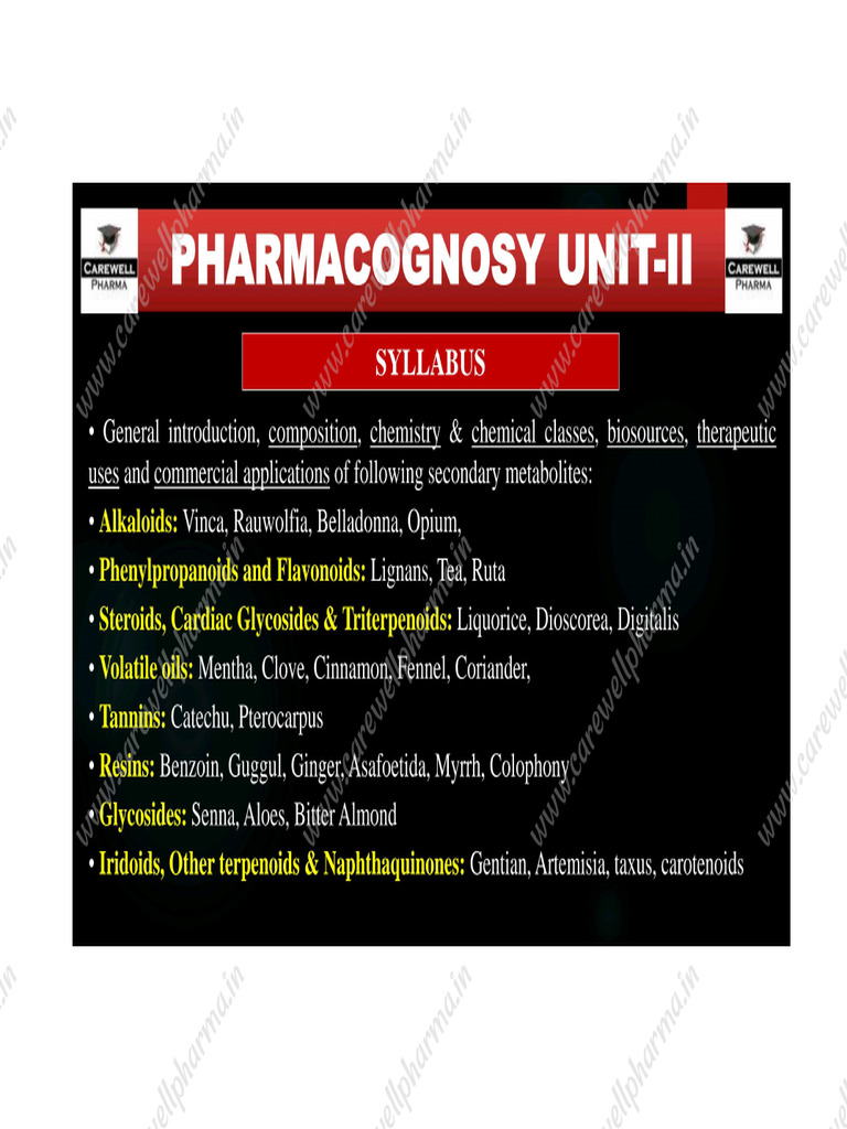 Unit 2, Pharmacognosy 2, B Pharmacy 5th Sem, Carewell Pharma_rotated | PDF
