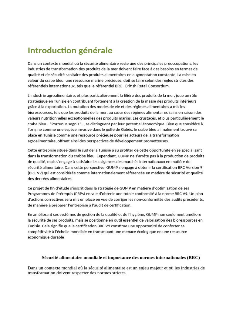 Introduction Générale Et Biblio | PDF | Industrie alimentaire
