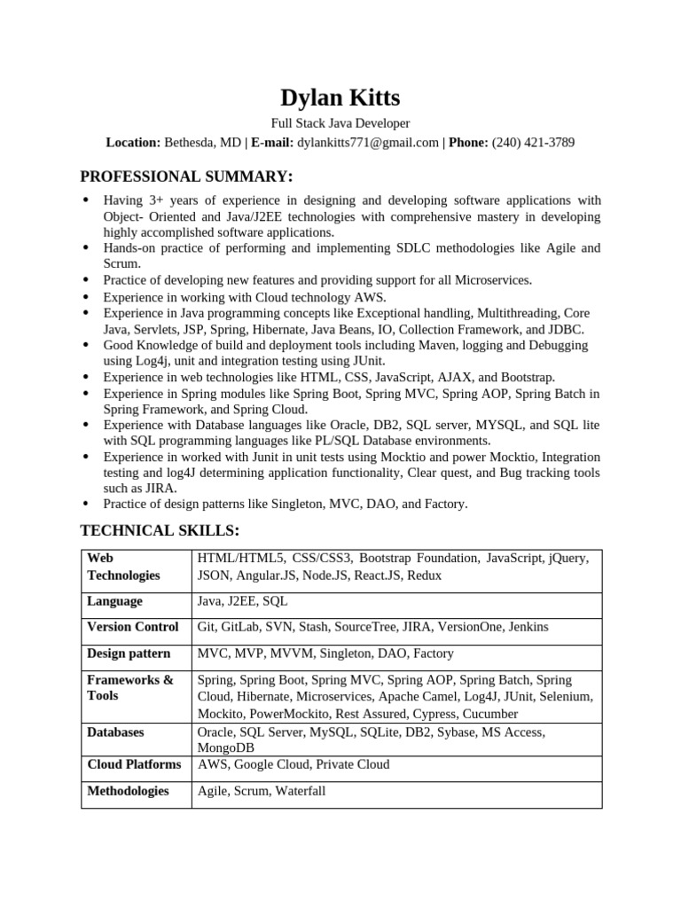 Dylan Kitts | PDF | Spring Framework | Java (Programming Language)