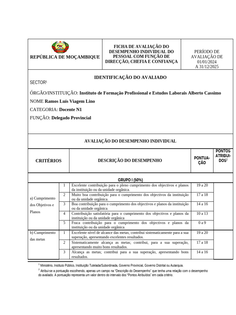 Ficha de Avaliacao Delegado 2026 | PDF