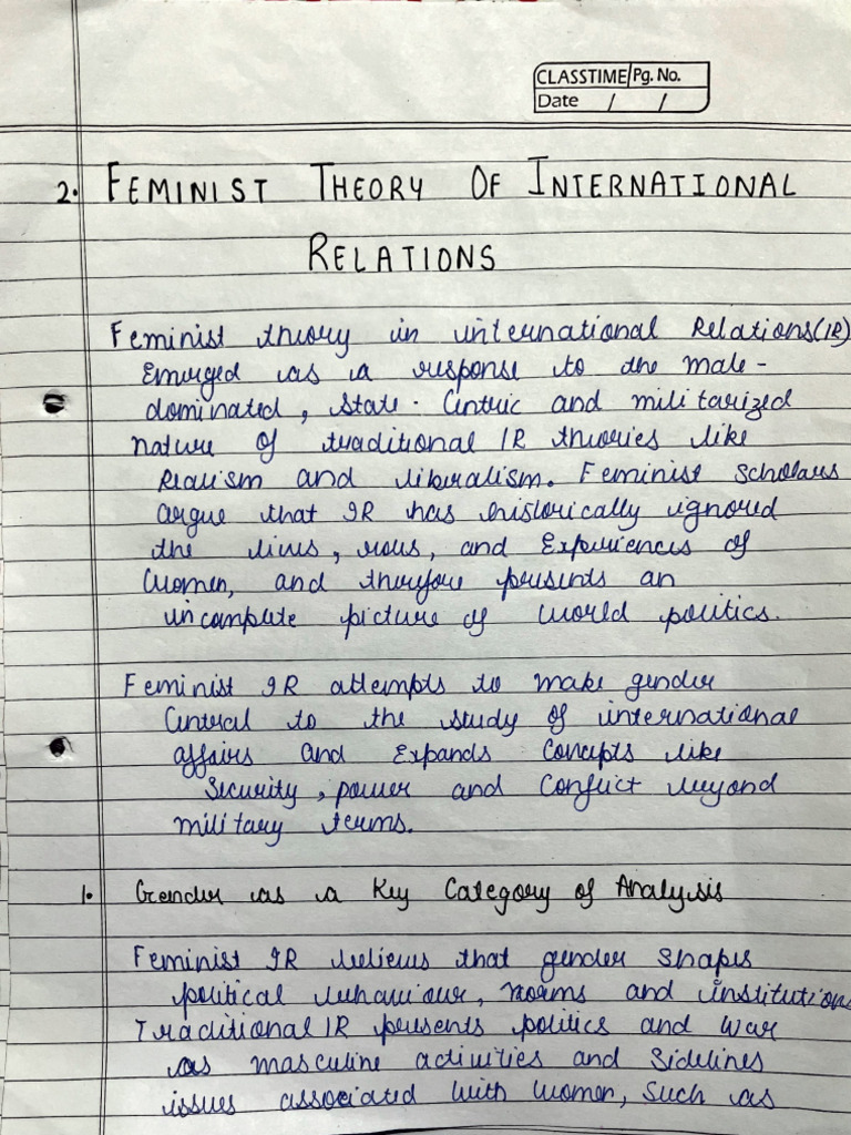 Feminist Theory of International Relations | PDF