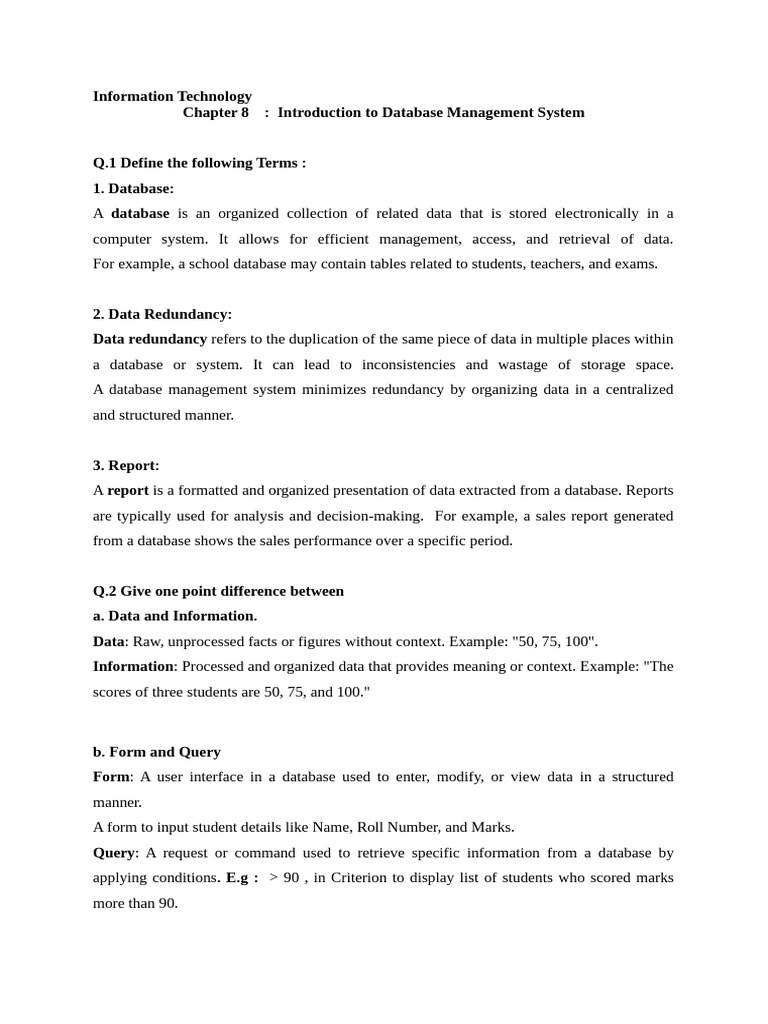 Chapter 8 - Introduction to DBMS | PDF | Databases | Data