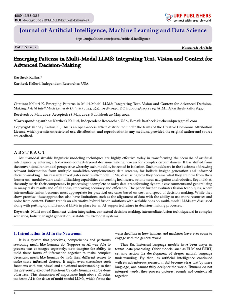 Emerging Patterns in Multi-Modal LLMS: Integrating Text, Vision and ...