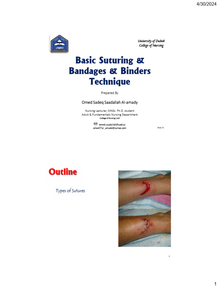 Theo. Lect. Basic Suturing. | PDF | Surgical Suture | Wound