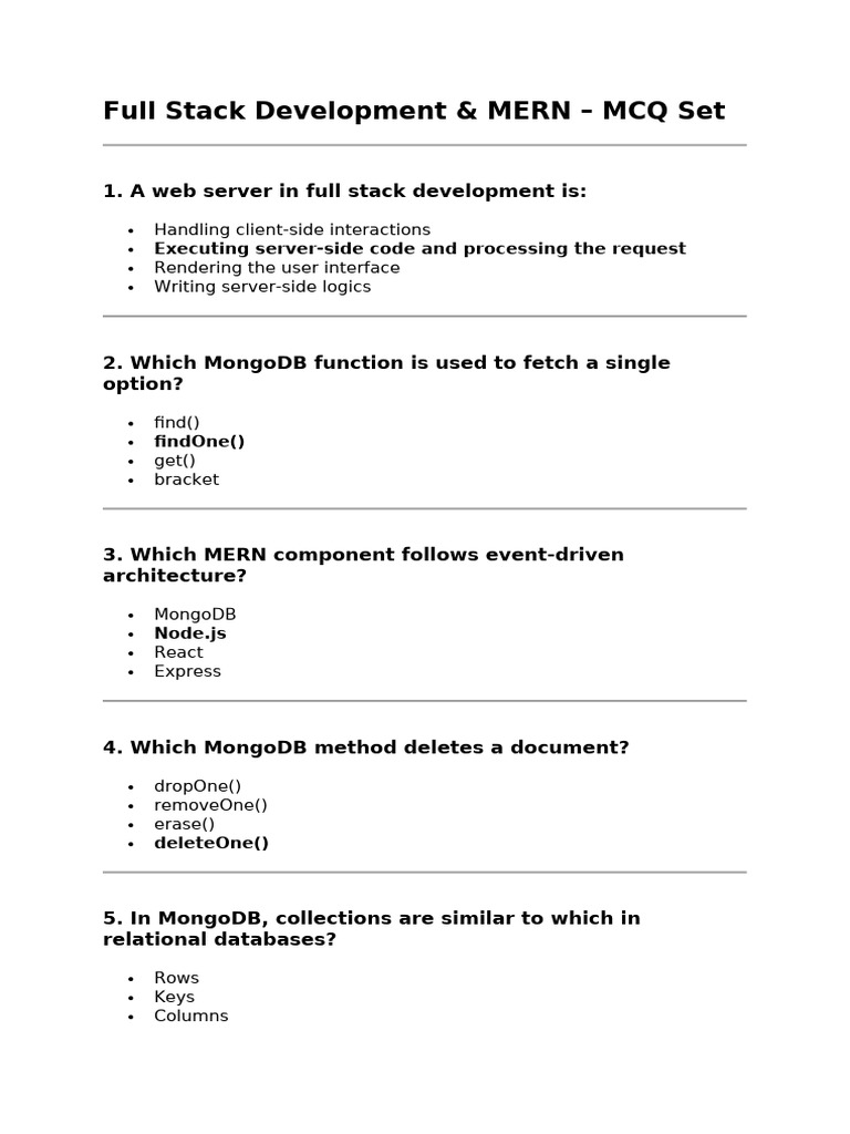 Full Stack Development Ct1 | PDF | Client–Server Model | Databases