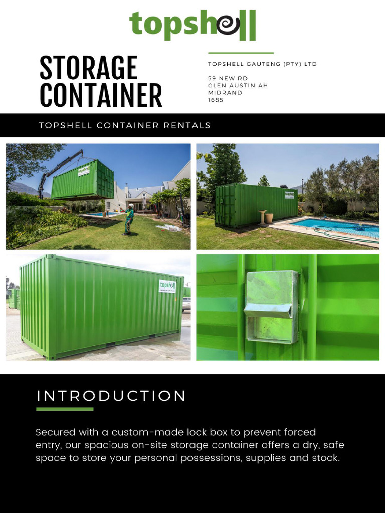 Topshell Brochure Gauteng 6 m Storage Container | PDF