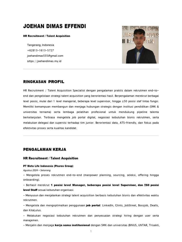 CV Joehan Dimas Effendi - Versi Indonesia | PDF