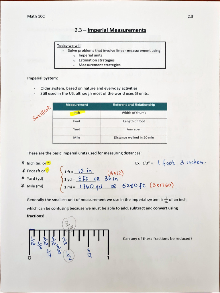 2.3 - Imperial Measurements | PDF