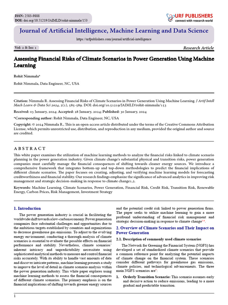 Assessing Financial Risks of Climate Scenarios in Power Generation ...
