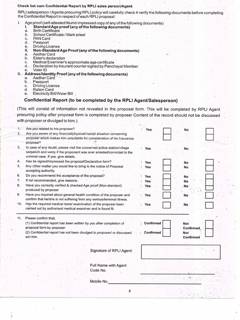 Rpli Confidential Form | PDF
