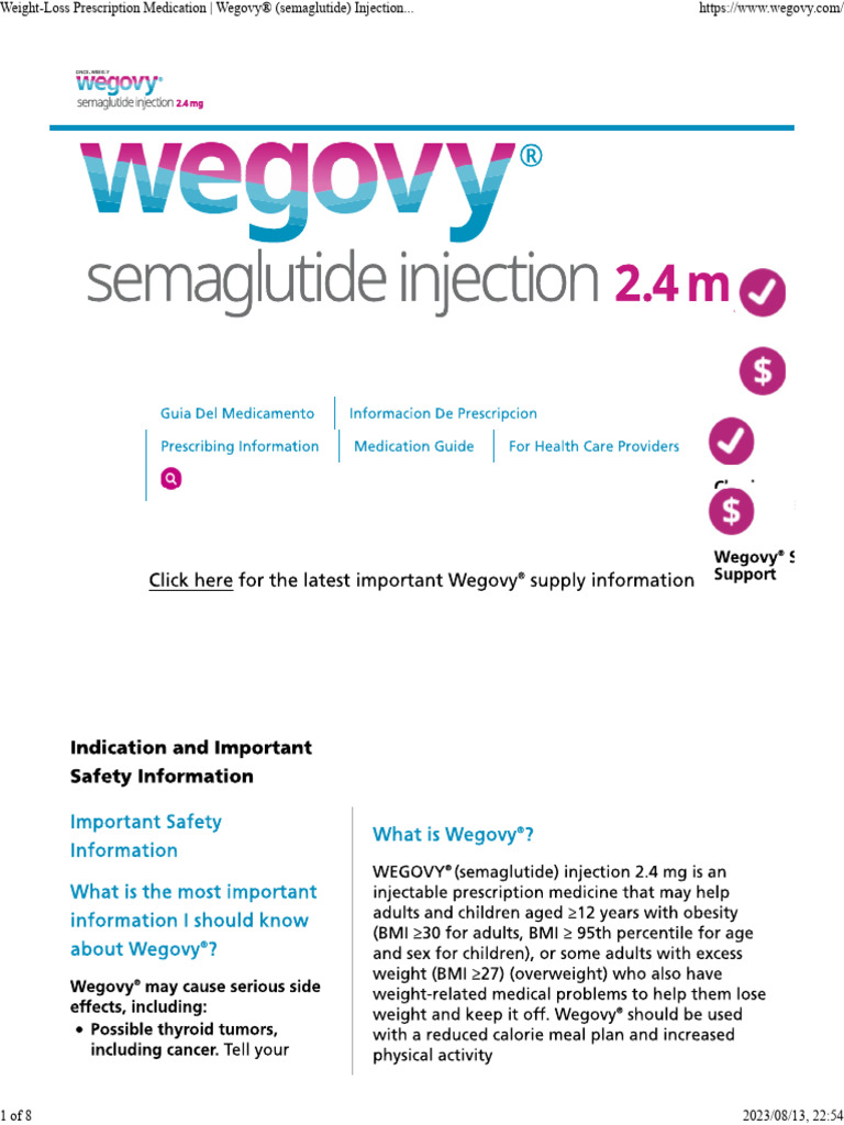 Wegovy Weight Loss | PDF