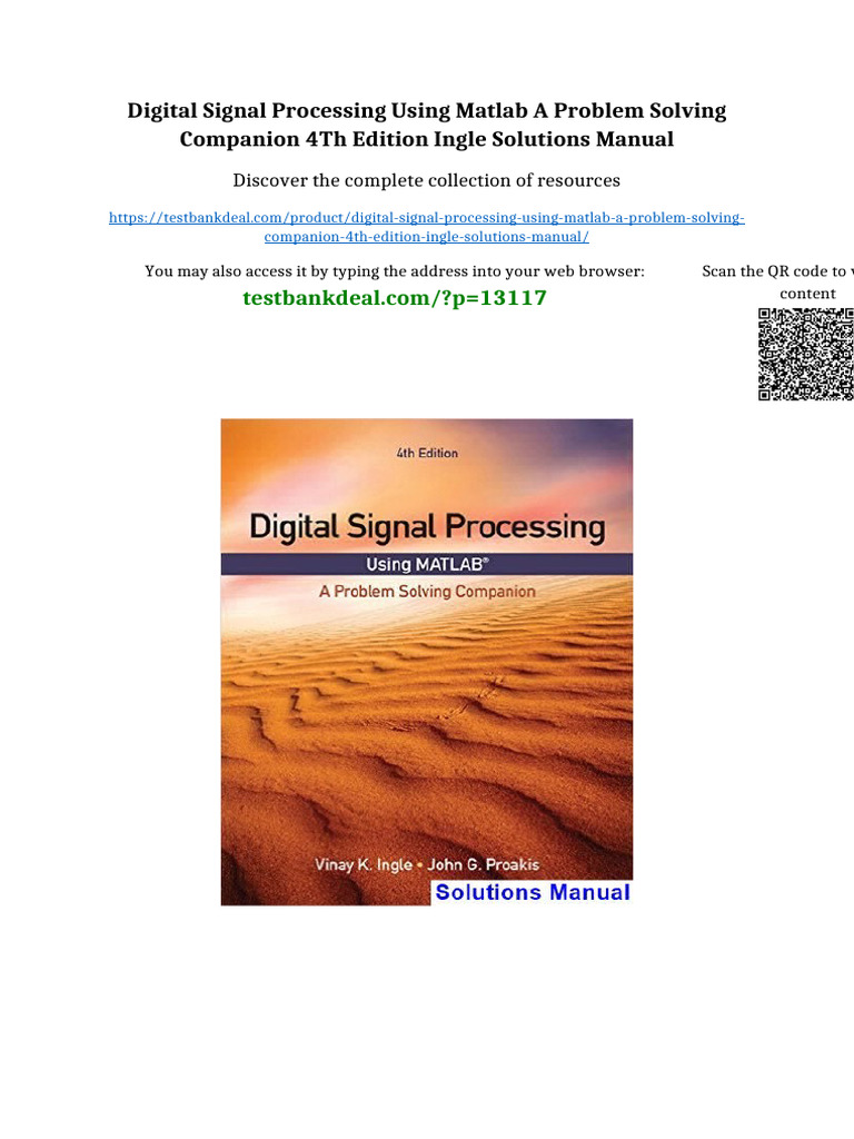 Digital Signal Processing Using MATLAB A Problem Solving Companion 4th ...