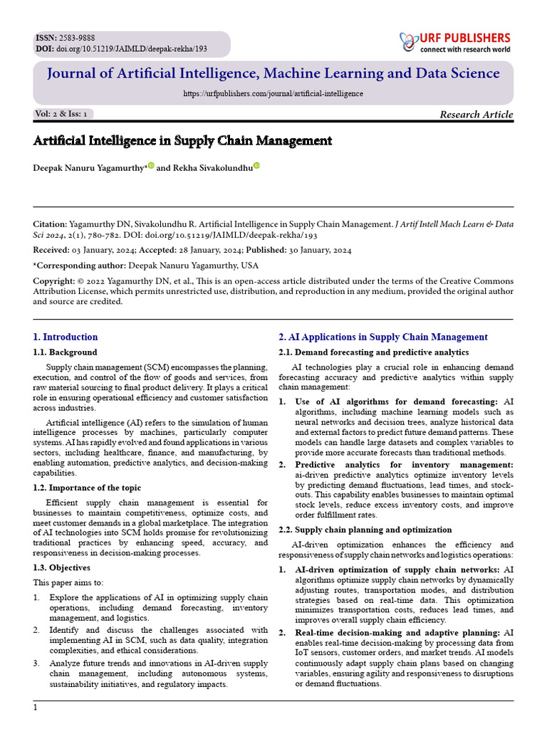 Artificial Intelligence in Supply Chain Management | PDF | Artificial ...