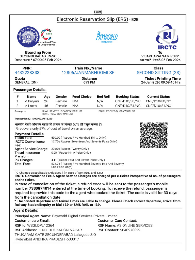 Railway Ticket | PDF | Identity Document