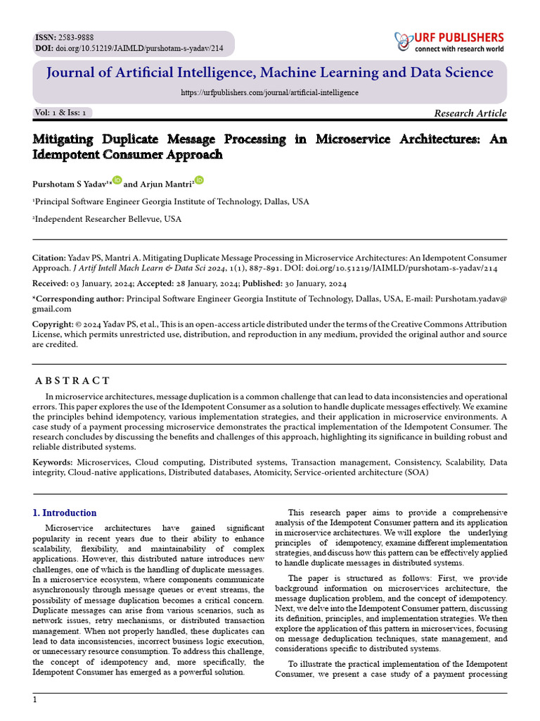 Mitigating Duplicate Message Processing in Microservice Architectures ...