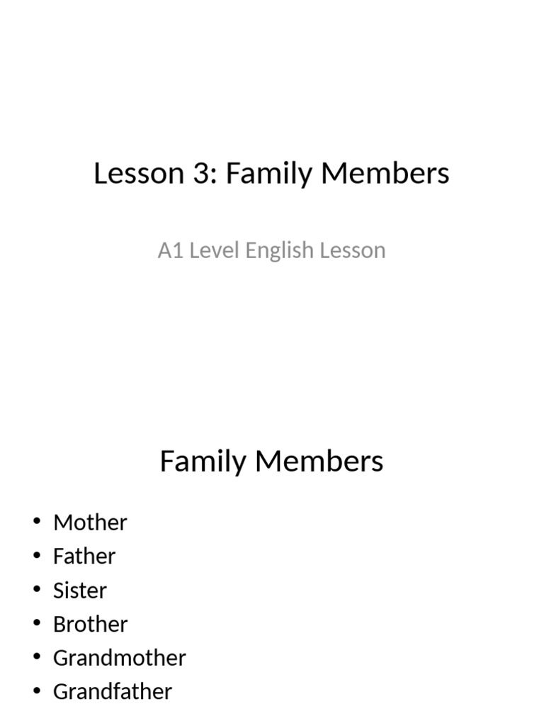 A1 Lesson 3 Family | PDF