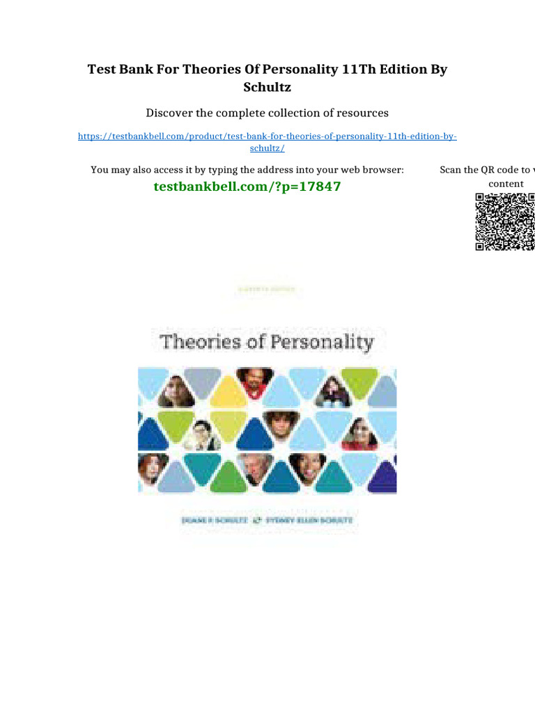 Test Bank for Theories of Personality 11th Edition by Schultz all ...