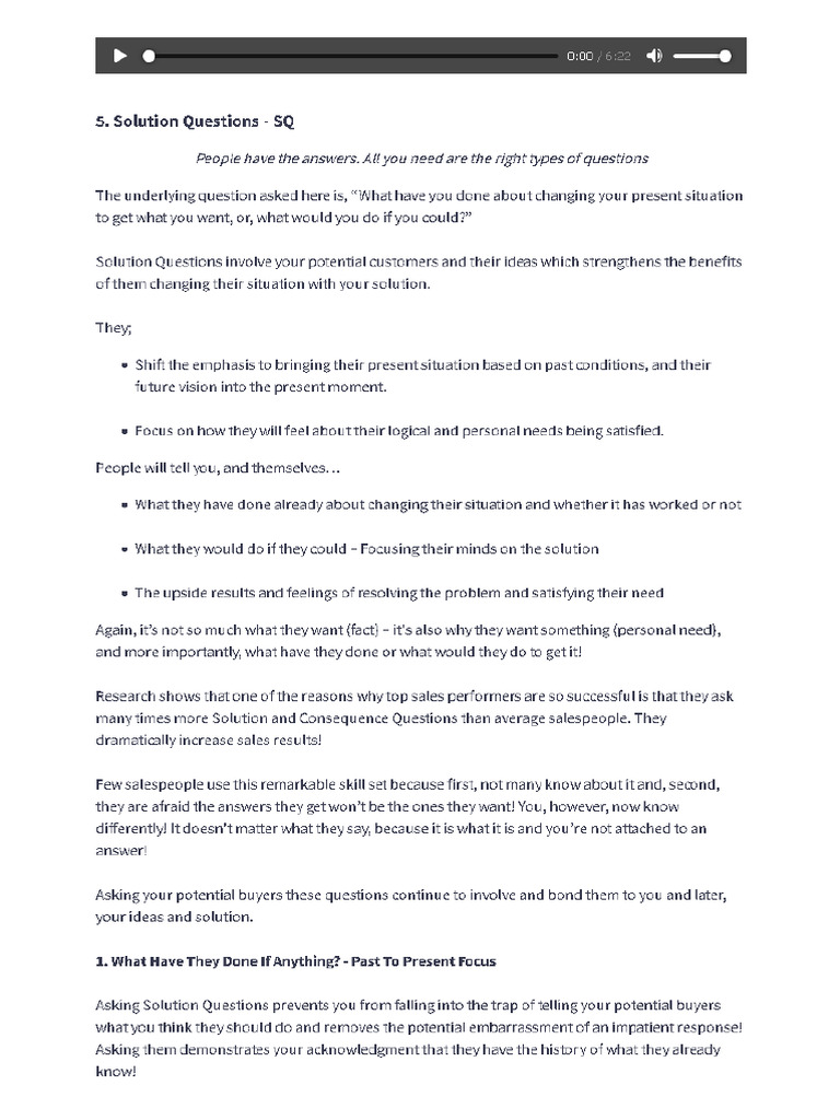 18 - 5. Solution Questions - SQ | PDF | Cognition | Psychology