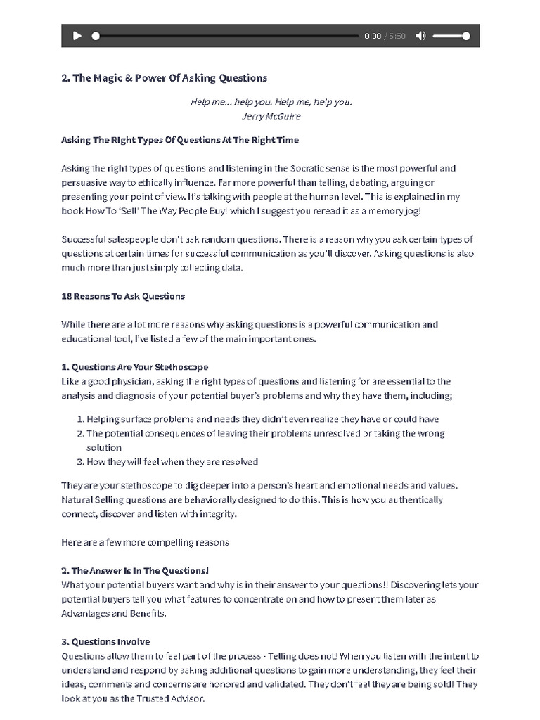 07 - 2. The Magic and Power of Asking Questions | PDF | Reason | Cognition