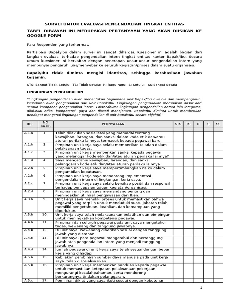 Pertanyaan Untuk Gform | PDF