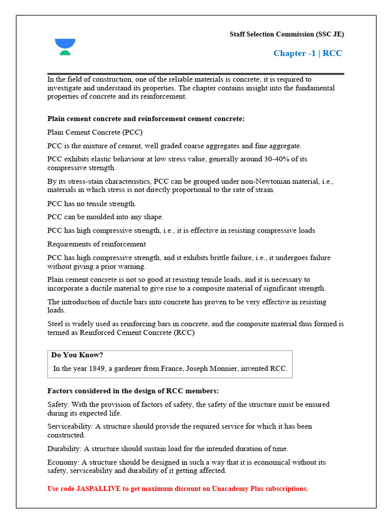 RCC Chapter 1 by Jaspal Sir - Unlocked | PDF | Deformation (Engineering ...