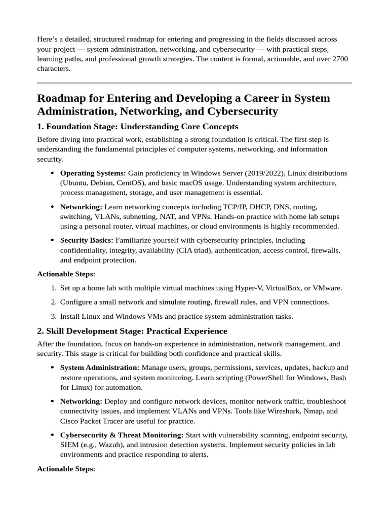 Sys Admin To Cybersecurity Roadmap | PDF | Security | Computer Security