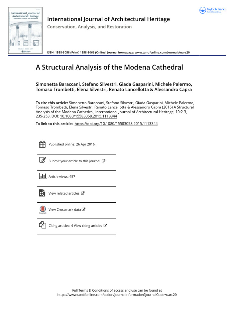 A Structural Analysis of the Modena Cathedral | PDF | Stress (Mechanics ...