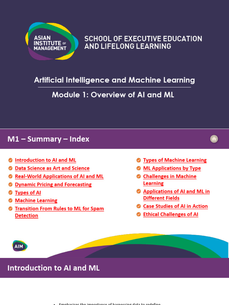 AIM - AIML - M1 - Summary Deck | PDF | Machine Learning | Artificial ...