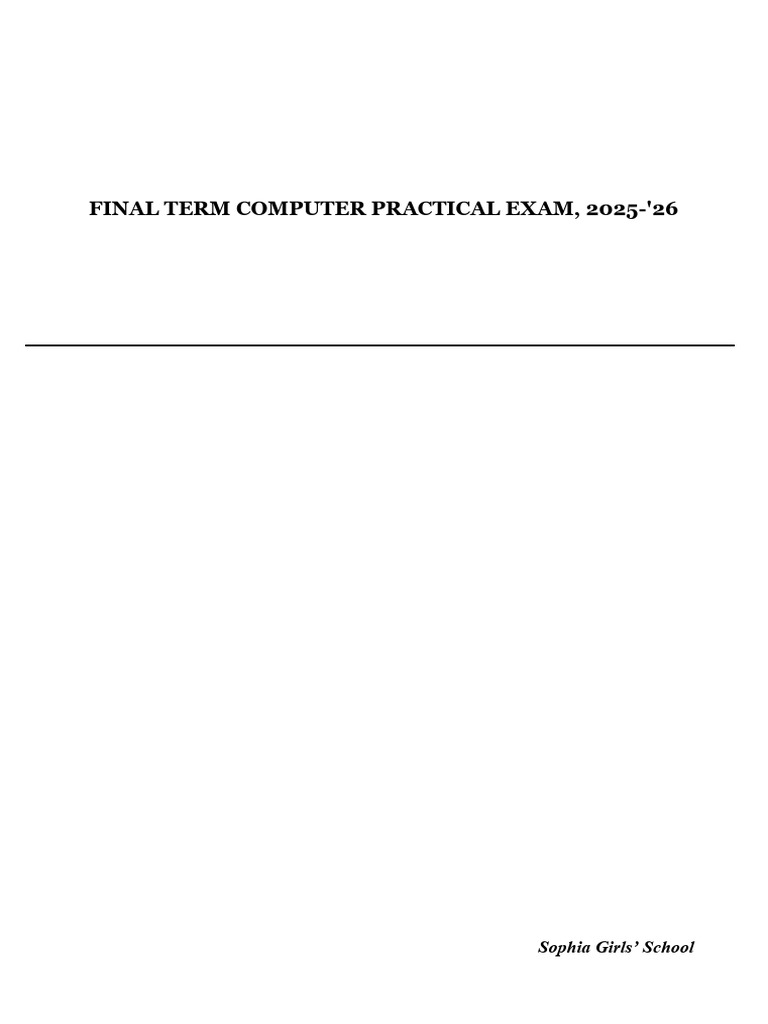 Computer Final Term Practical Exam Schedule, 2025-26 | PDF