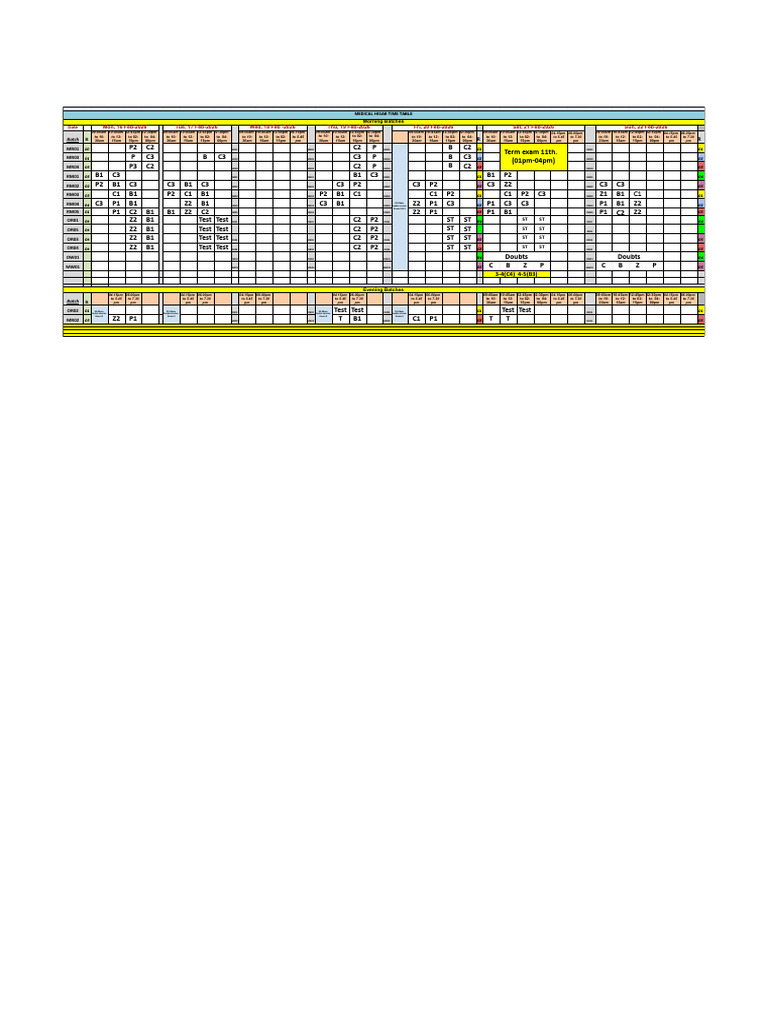 Time Table Medical - 16-02-2026 To 22-02-2026 | PDF