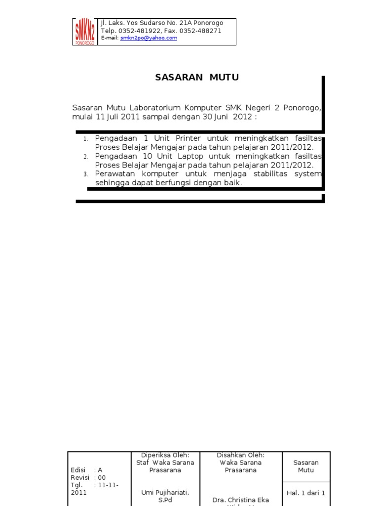 Contoh Sasaran Mutu Isopropyl Plusgenerous