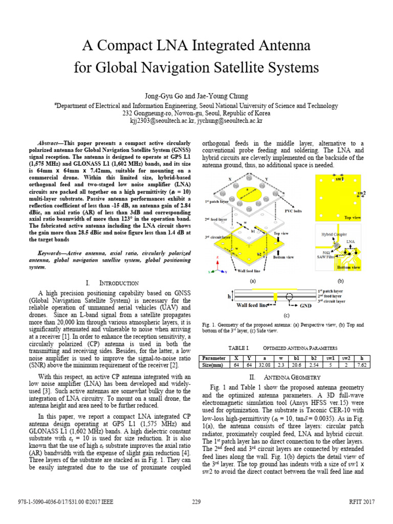 A Compact LNA Integrated Antenna For Global Navigation Satellite ...