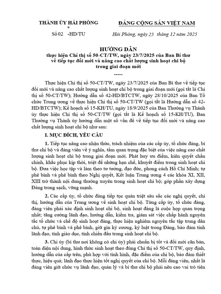 HD 02 Hdtu Thuc Hien CT50 Dadongdau 083d6 | PDF