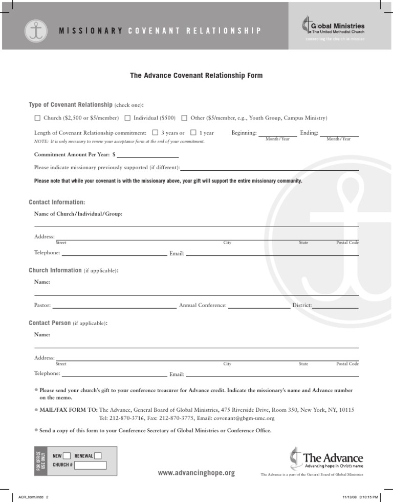 Church Ministry Commitment Form | PDF | Mail | Communication