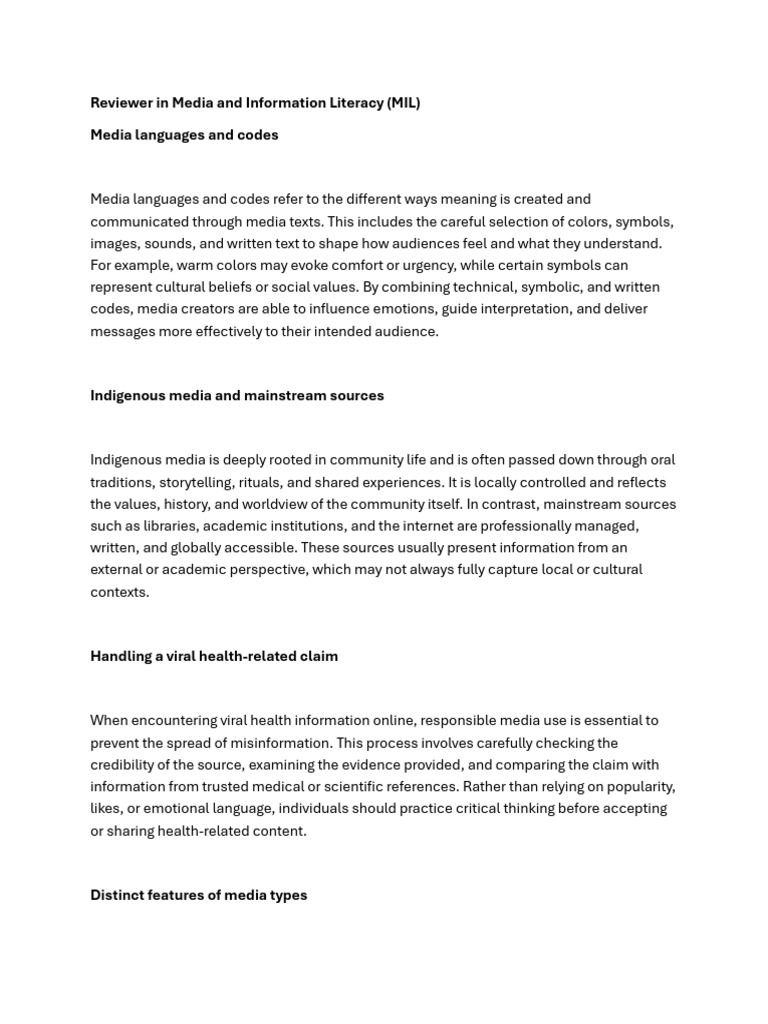 Reviewer in Media and Information Literacy | PDF | Information ...