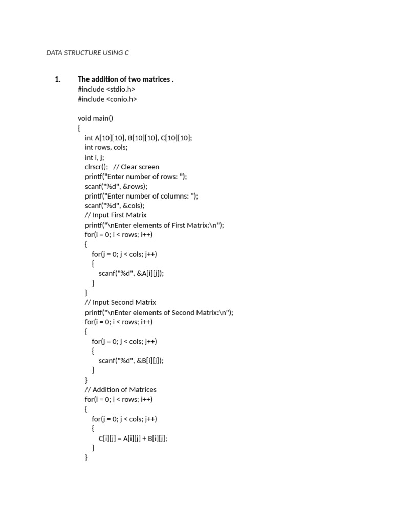 Data Structure Using C File | PDF | Queue (Abstract Data Type) | Matrix ...