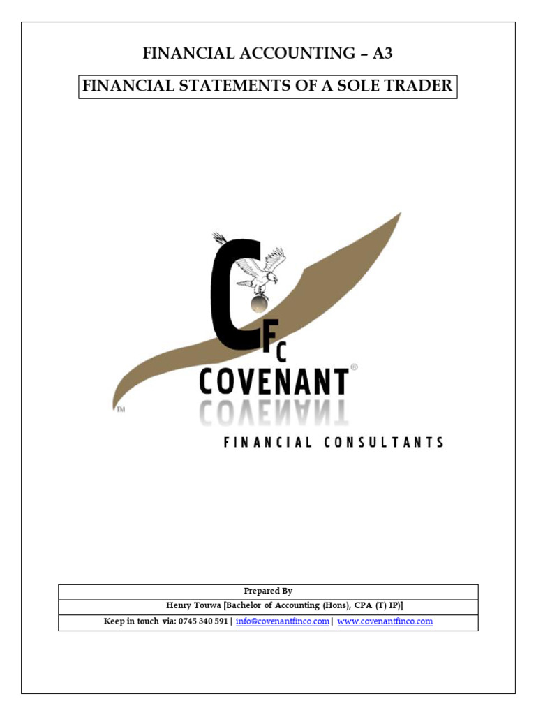 Financial Statements of A Sole Trader | PDF | Expense | Depreciation